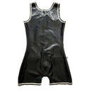 Sexueller Latex-Gummi-Ärmelloser Overall für Herren im Tank-Stil Gummi-Trikot mit Reißverschluss im Schritt