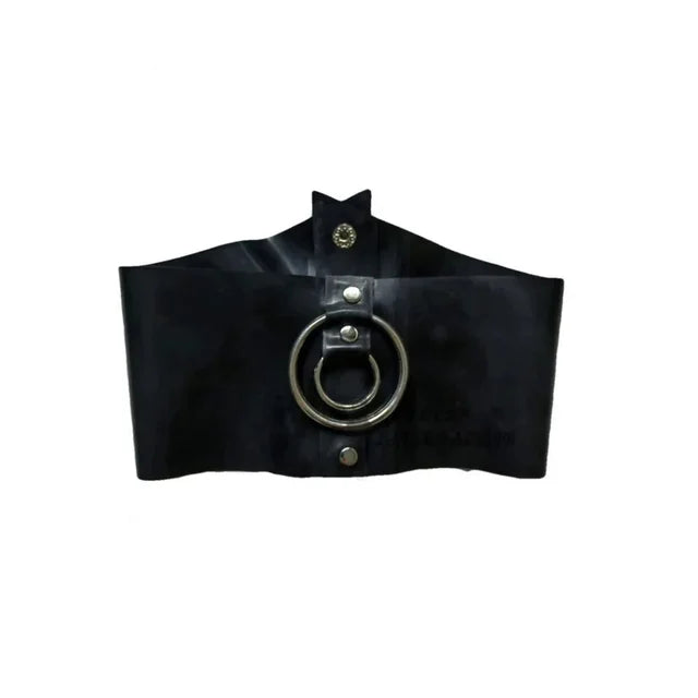 Black natural latex neck collar rubber hood with button customization size