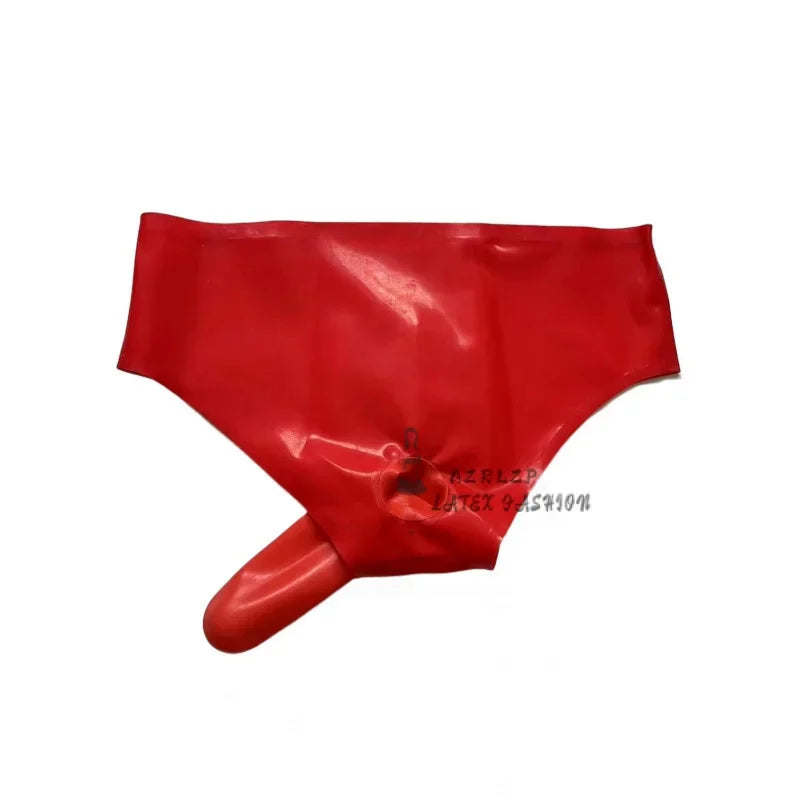 Sexy Men Latex Briefs Penis With Zipper Fetish Rubber Underwear Condom