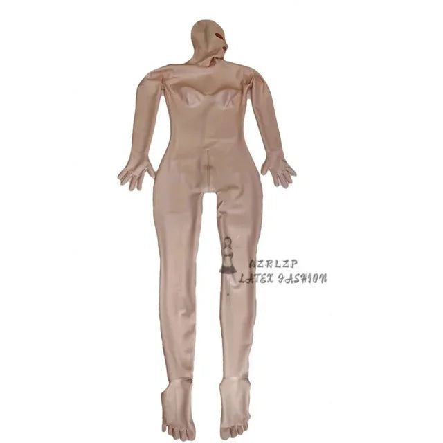 Latex Catsuit Fingers Toes Tights Full Coat Zentai 3D Stereoscopic Chest Zipper Open Crotch Bodysuit Jumpsuit Leotard Conjoined