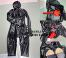 The Latex Bodysuit Comes with Latex Gloves, Toe Socks, Chest Pockets, and A Nose Tube