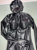 The Latex Bodysuit Comes with Latex Gloves, Toe Socks, Chest Pockets, and A Nose Tube