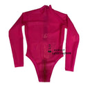 Men's 100% Latex Bodysuit Long Sleeve High Cut Leotard Rubber Swimming Catsuit Crotch Zipper