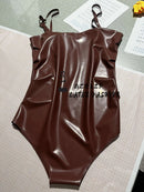 Latex Sleeveless Bodysuit, Fitted Tank Top, Rubber Jumpsuit