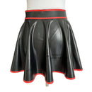 Black Latex Mini Skirts Rubber Short Dresses with Bow