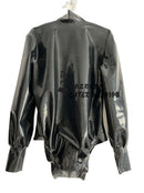 Black Latex Swimsuit, Rubber Sportswear with Back Zipper