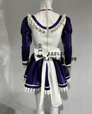 Metallic Purple and White Latex Dress with 3D Bust Detailing and Bow Tie Closure