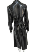 Plus Size Unisex Fashion Latex Trench Coats Slim Long Sleeve Belted Coat Rubber Windbreaker Overcoat