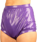 Purple Sexy High Waist Latex Panites Loosely Rubber Diaper Briefs Underpants