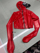 Latex Top with Gas Mask and Gloves — Back Zipper