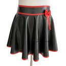 Black Latex Mini Skirts Rubber Short Dresses with Bow
