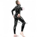 Handmade Men's Black  Latex Rubber Catsuit Inflatable Breast with Back Crotch Zipper
