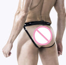 Men latex briefs Standard Jockstrap Double Stripes open back 0.4mm customize