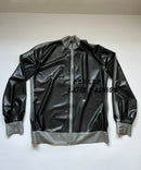 Men's Latex Jacket, Long Sleeved Stand Up Collar, Front Zipper Color Blocked Sportswear
