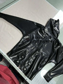 Men's Latex Jackets Batwing Long Sleeve  Rubber Coats with Pocket Zippers Hoodies Male Tops
