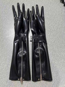 Black Latex Long Gloves with Zipper