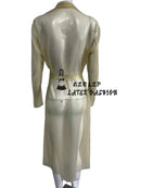 Transparent Latex Overcoat Rubber Long Sleeve Buttoned Coat with Belt Turndown Collar Long Jackets
