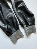 Men's Latex Jacket, Long Sleeved Stand Up Collar, Front Zipper Color Blocked Sportswear