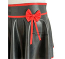 Black Latex Mini Skirts Rubber Short Dresses with Bow