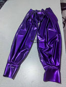 Metallic Purple Men's Latex Sexy Sports Pants Rubber Loose Pants Casual Club