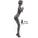 Black Latex Catsuits Dog Ears Hood 3D Breast with Back Crotch Zipper