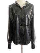 Latex Sports Suit Long Sleeve Cardigan Rubber Uniform Hoodie Top