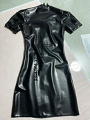 Sexy Latex Tight Pencil Skirt with Front Zipper Rubber Dress Fetish
