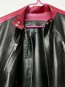 Men's Latex Jacket with Zippers Hoodies Rubber Coat Top
