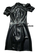 Sexy Latex Tight Pencil Skirt with Front Zipper Rubber Dress Fetish