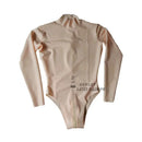 Men's 100% Latex Bodysuit Long Sleeve High Cut Leotard Rubber Swimming Catsuit Crotch Zipper