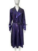 Plus Size Unisex Fashion Latex Trench Coats Slim Long Sleeve Belted Coat Rubber Windbreaker Overcoat