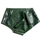 Women's Lake Blue Rubber Briefs with White Stripes on The Sides Latex Sports Shorts