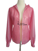Latex Sports Suit Long Sleeve Cardigan Rubber Uniform Hoodie Top