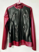 Men's Latex Jacket with Zippers Hoodies Rubber Coat Top