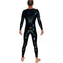 Black Men's Neck Entry Latex Catsuit with Crotch Zipper Rubber Bodysuit