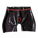 Men's Latex Boxers Shorts with Trims Ring Hole Rubber Lingerie