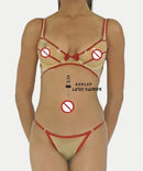 Latex Gummi Bow Shorts Bra Set Underwear Thong