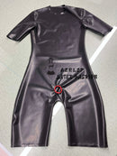 Neck-Entry Latex Catsuit / Rubber Jumpsuit — Open Crotch (Round Hole), No Zipper