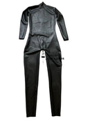 Black Chlorinated Latex Catsuit Rubber Catsuit Back Crotch Zipper