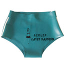Women's Lake Blue Rubber Briefs with White Stripes on The Sides Latex Sports Shorts