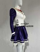 Metallic Purple and White Latex Dress with 3D Bust Detailing and Bow Tie Closure