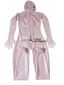 Unisex Baby Pink Sexy Latex Bodysuit Rubber Bodysuit with 3D Chest ，Hood Gloves Socks