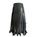 Women's Latex High-waisted Midi Skirt with Ruffles A-line Design