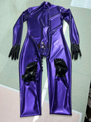 Metallic Purple Latex Catsuit (Rubber) with Gloves and Toe Socks
