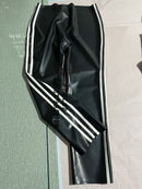 Latex Sports Pants, Rubber Casual Pants with Side Stripes.