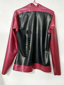 Men's Latex Jacket with Zippers Hoodies Rubber Coat Top
