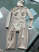 Face-Entry Latex Bodysuit / Rubber Catsuit — 3D Bust & Crotch Zippers