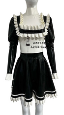 Sexy Latex Maiden Kleid Dress Skirt Rubber Ganzanzug Ruffle Suit