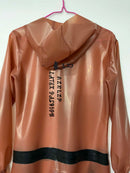 Unisex Transparent Brown Latex Casual Hooded Jumpsuit/rubber Bodysuit