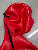 Red 1.0mm Thick Latex Top with Hood, Gloves, and Lockable Zipper